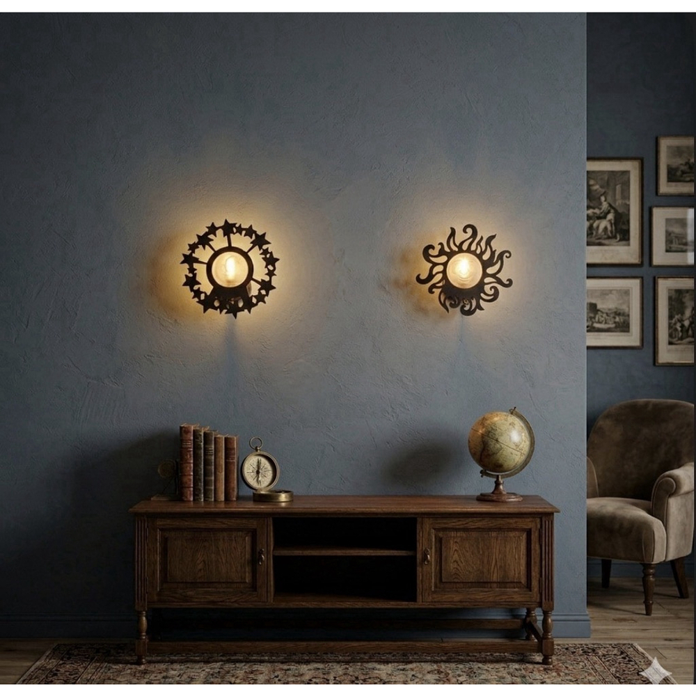 Vintage Whimsical Celestial Partylite Wall Sconces Sun & Moon Candle Holders